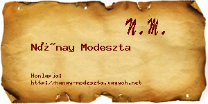 Nánay Modeszta névjegykártya